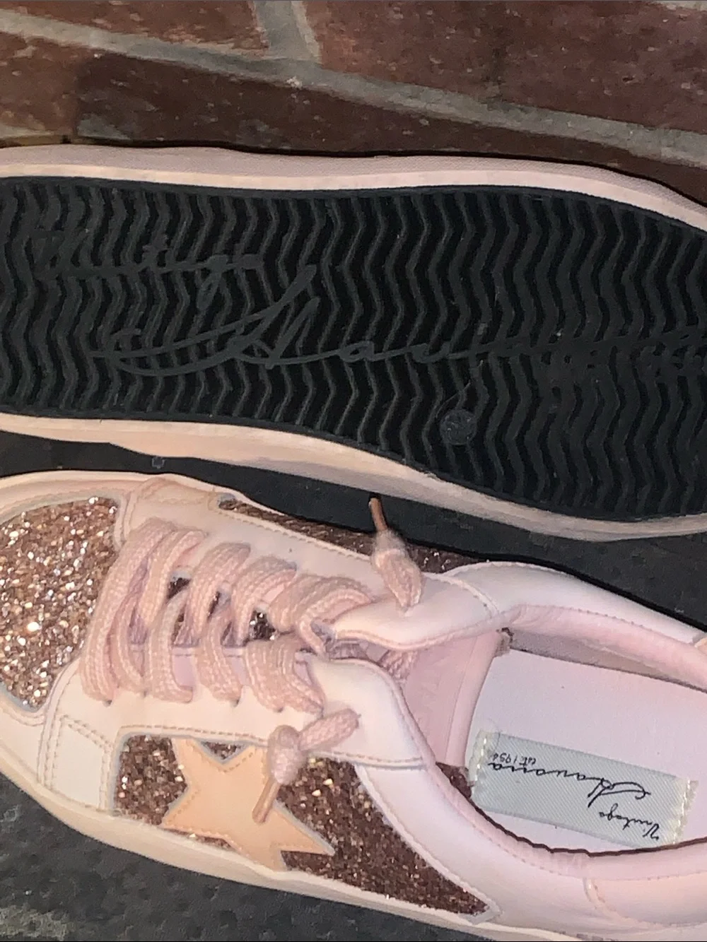 Vintage Havana Pink Glitter Star Platform Sneakers